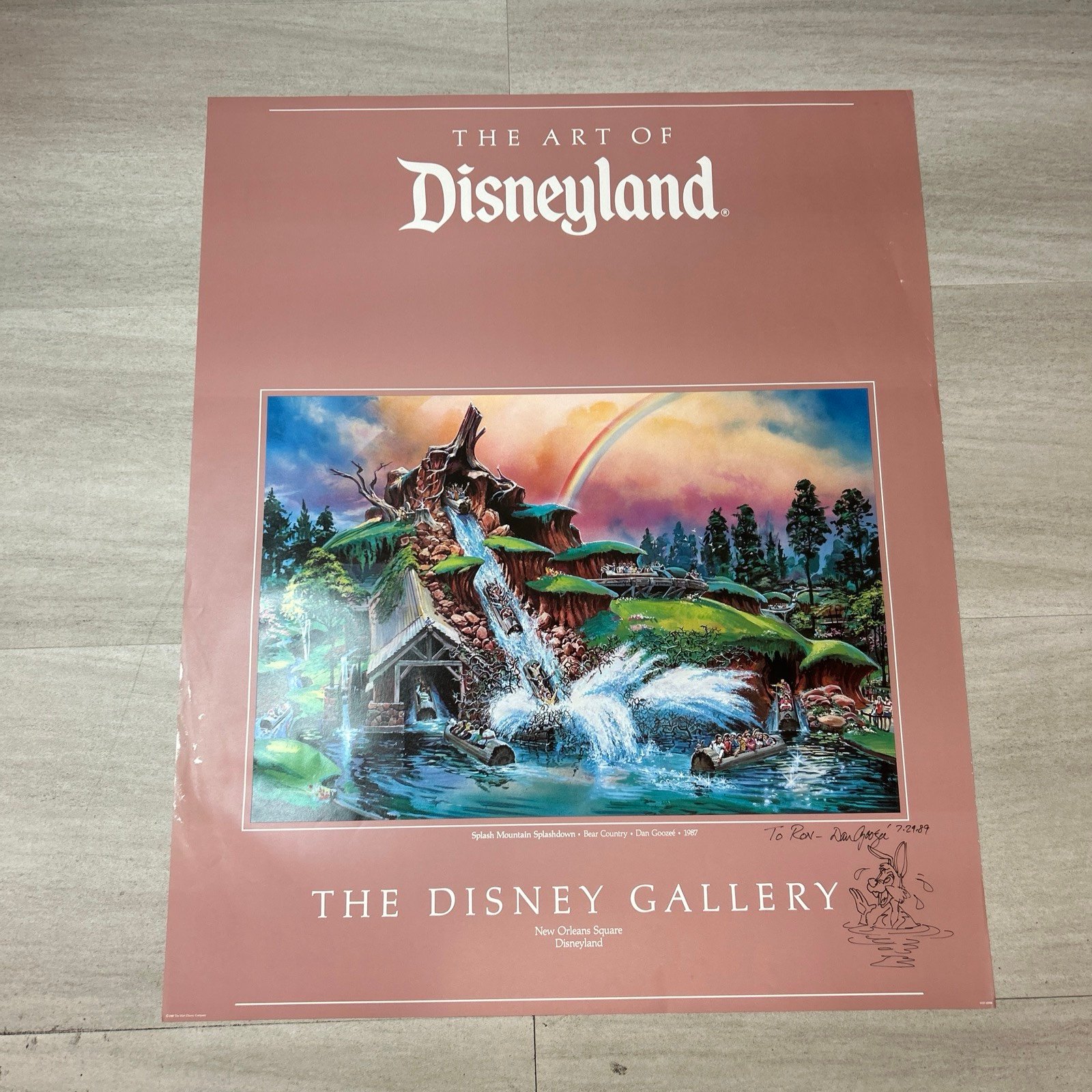Rare 1988 The Art Of Disneyland Splash Mountain Disney Gallery Signed Poster