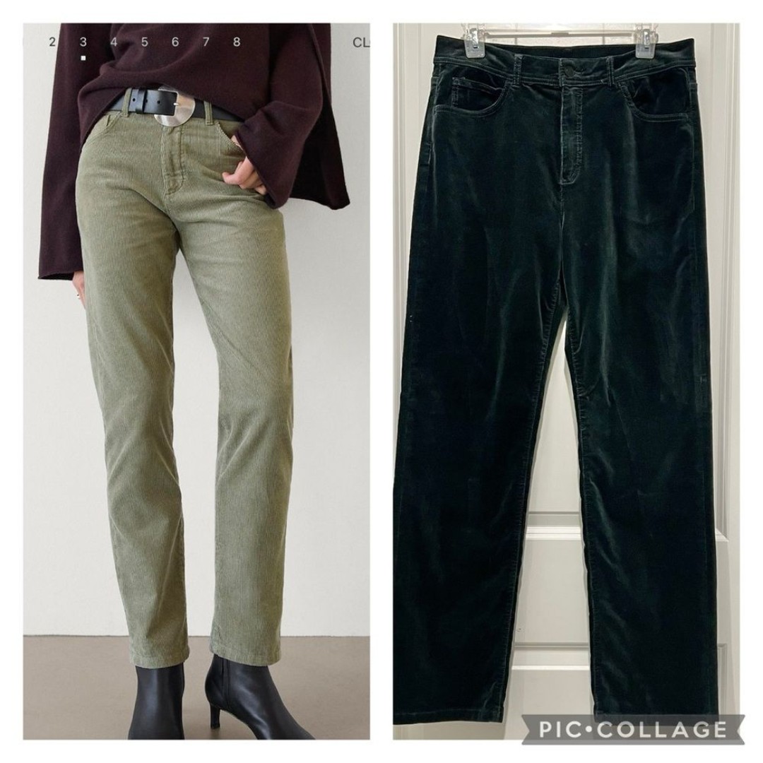 Massimo Dutti Women’s Straight Leg Corduroy Trousers/Jeans in Dark Green Sz. 8