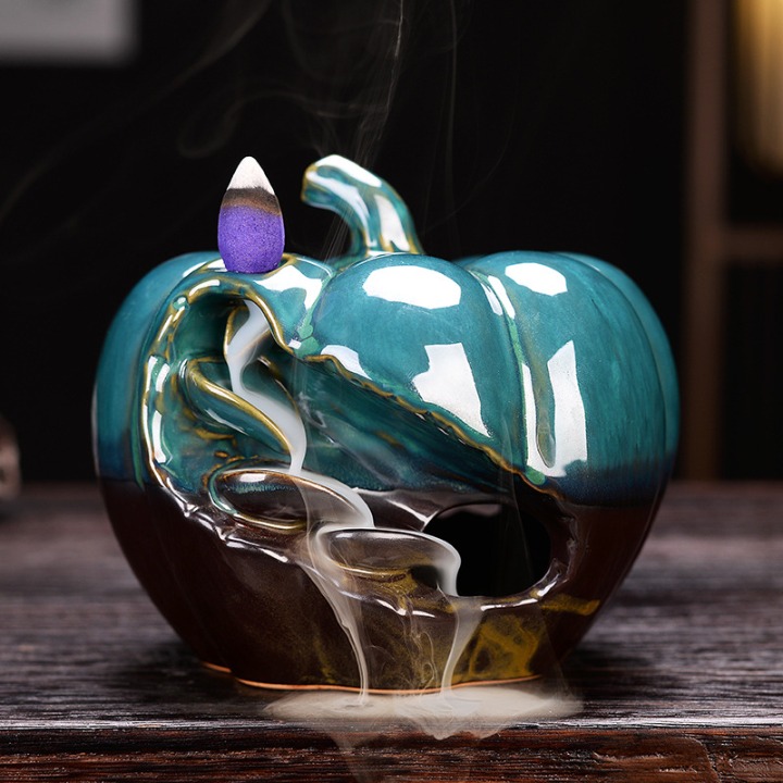Ceramic Pumpkin/Jack-o-Lantern Backflow Incense Burner NWOT
