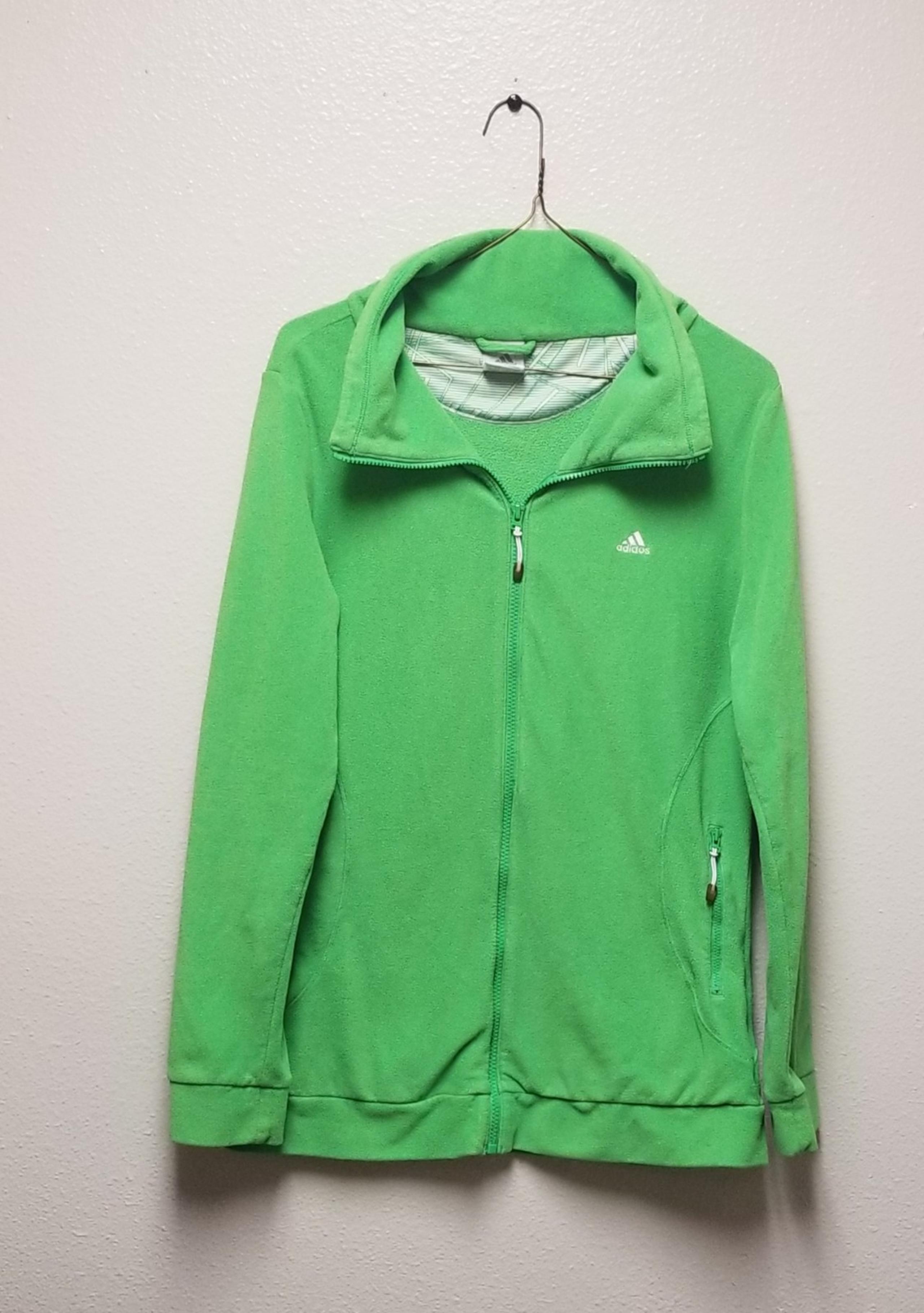 Adidas lime green fleece full zip jacket size large M