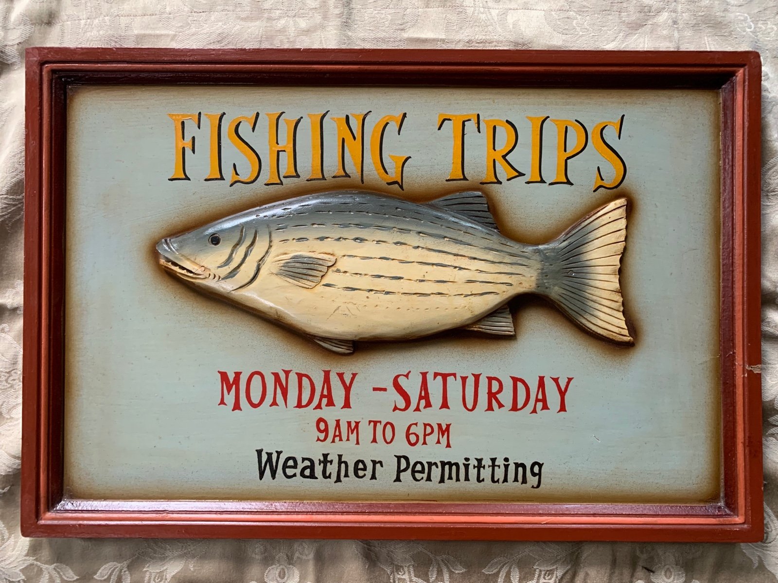 Vintage Wooden Fishing Trips Sign