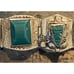 Vtg Mexican Silver Carved Green Onyx Aztec Masks Taxco Sterling 925 8 Panel