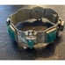 Vtg Mexican Silver Carved Green Onyx Aztec Masks Taxco Sterling 925 8 Panel