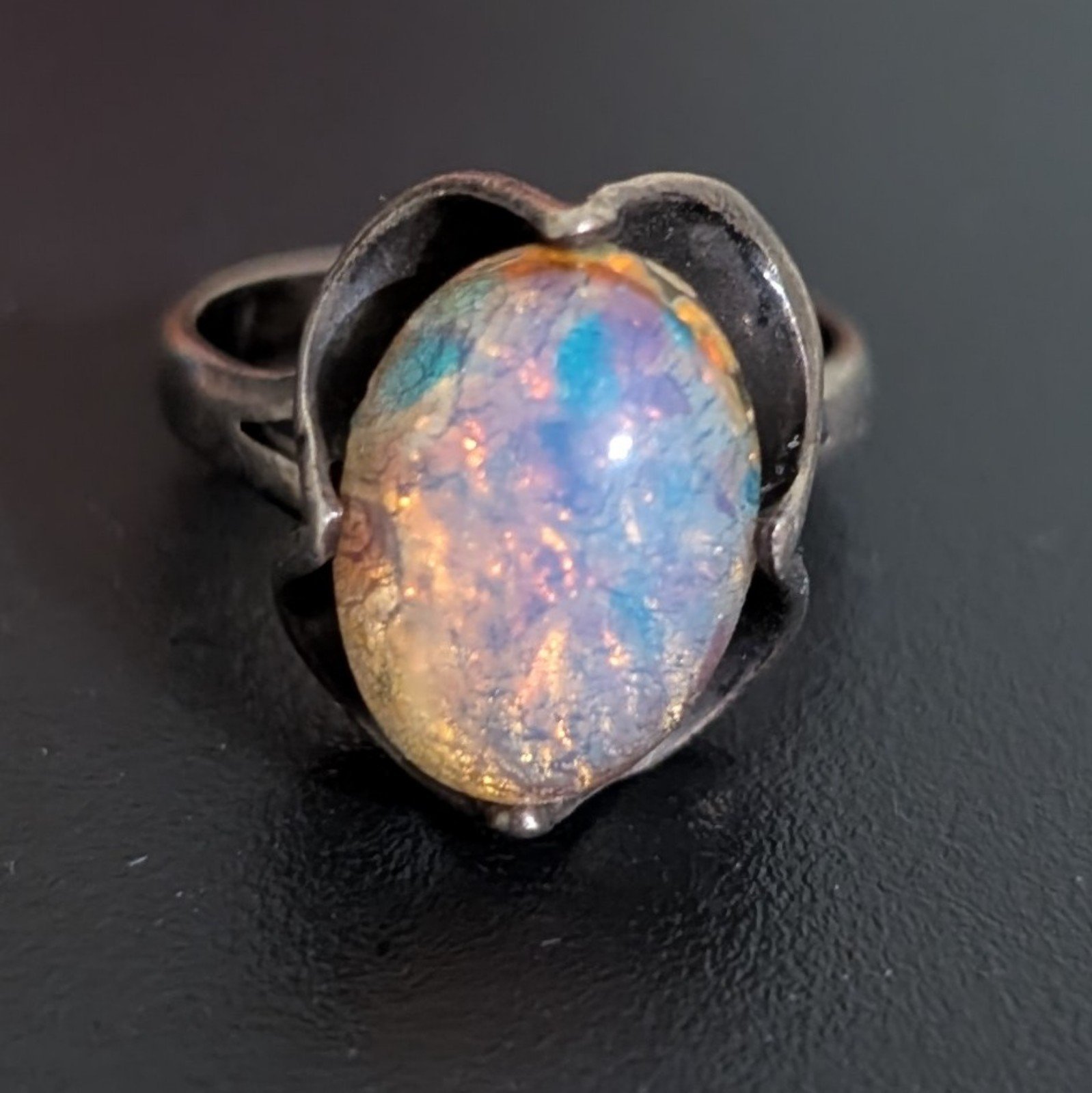 925 Silver Mexican Opal Ring Size 7