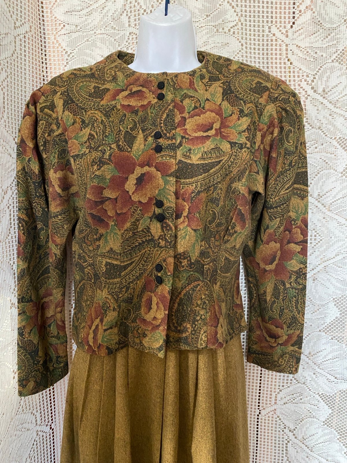 Vintage custom-made wool skirt suit
