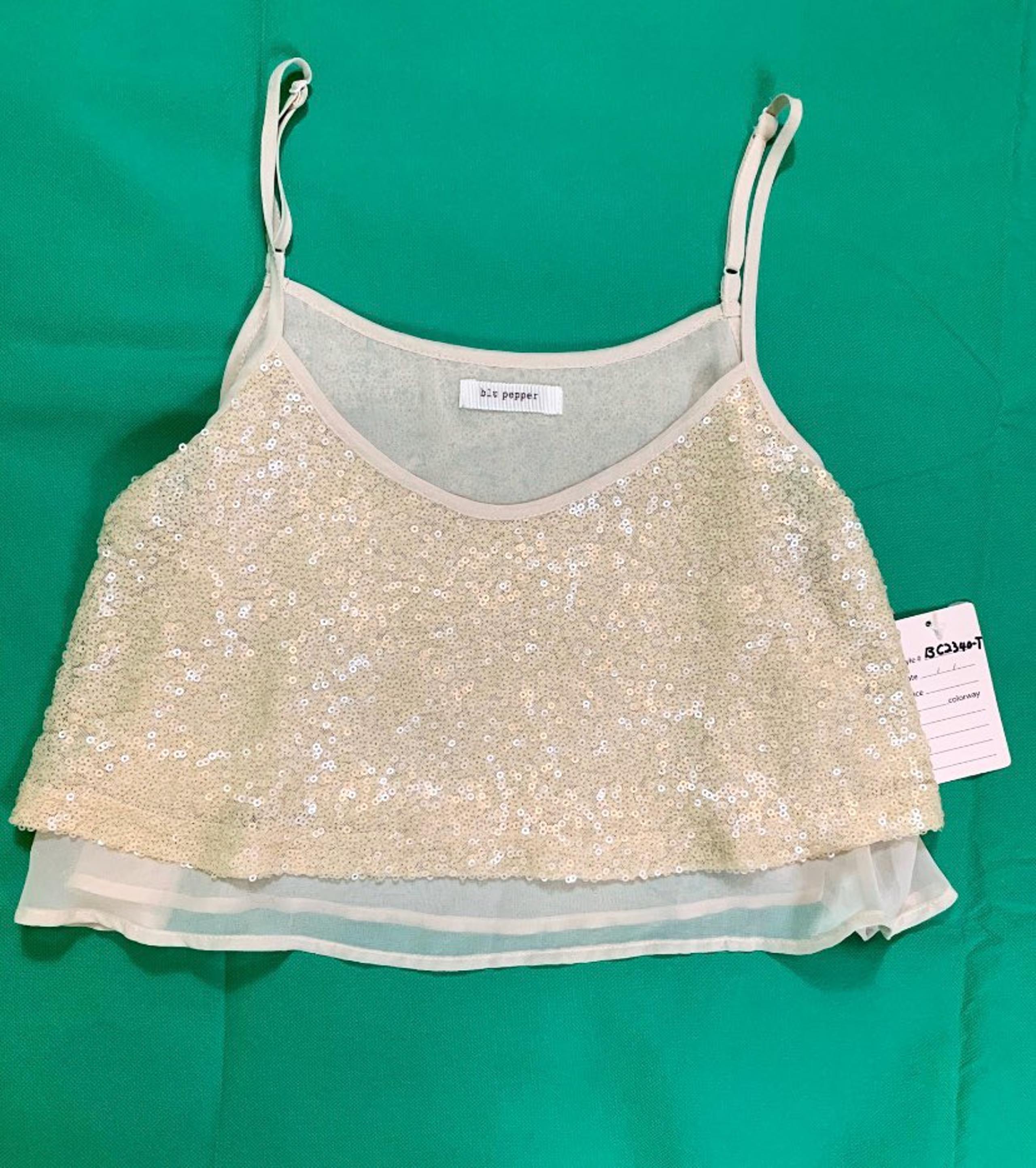 Blu Peppet Sexy Sheer Top With Sequins