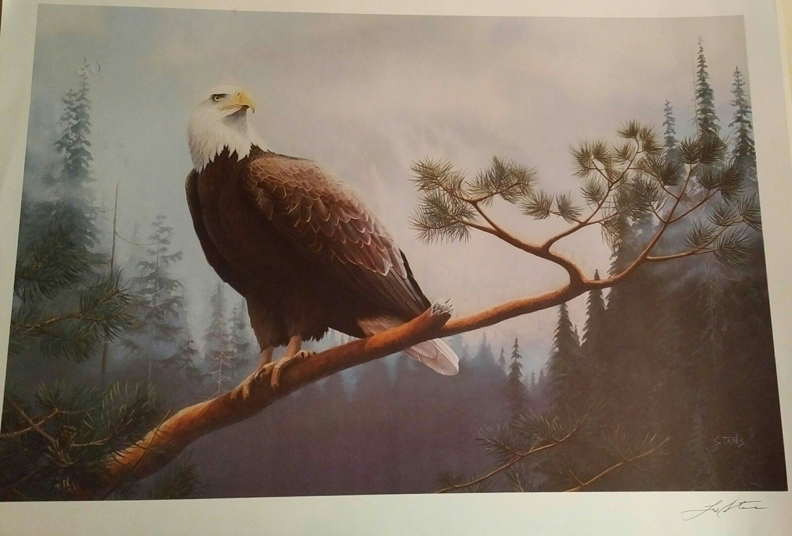 Leo Stans 13x18 eagle and 3 other misc lithographs