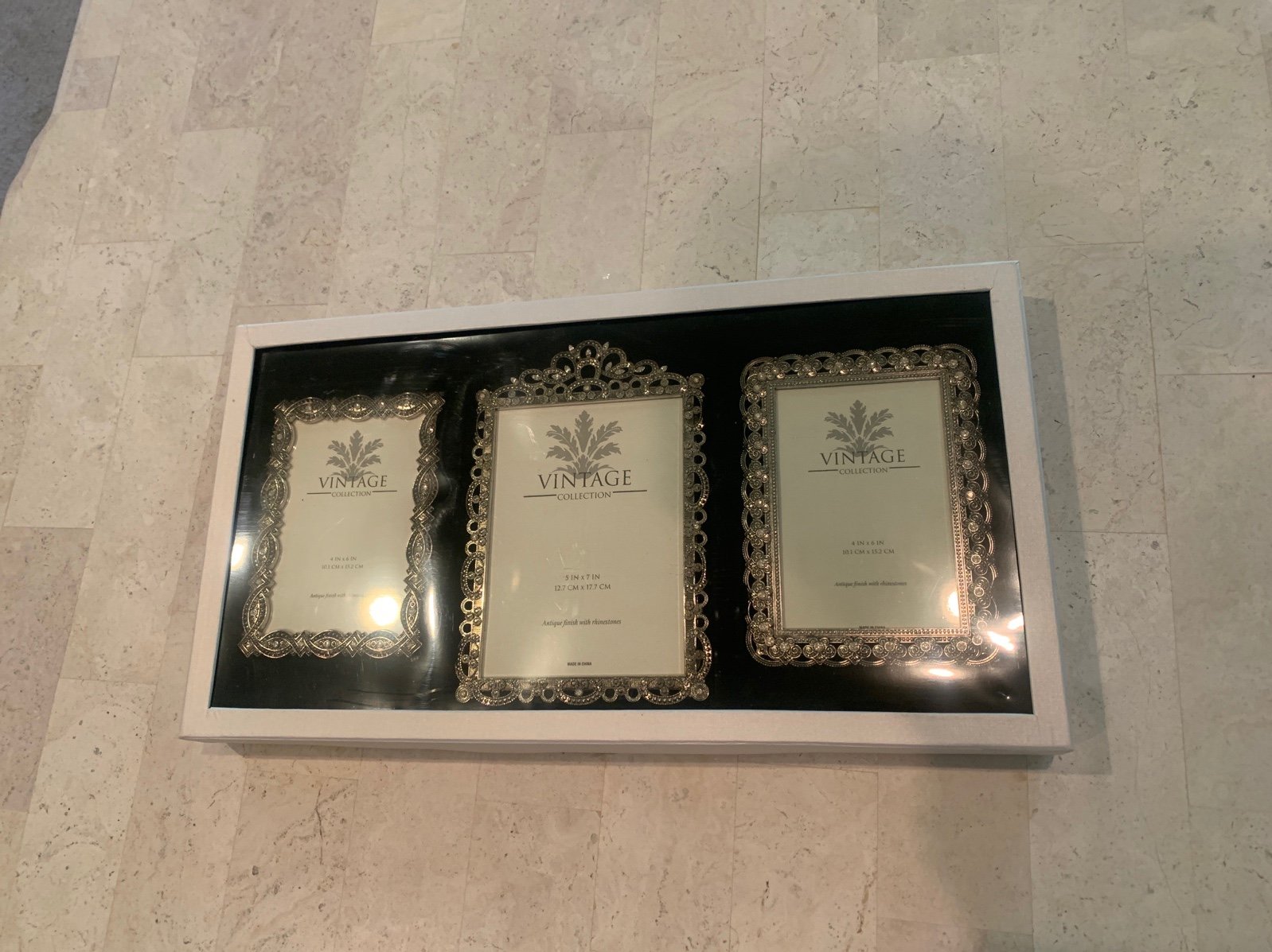 Vintage Collection Antique Wedding Rhinestones New Picture Frames (2)4x6 (1)5x7