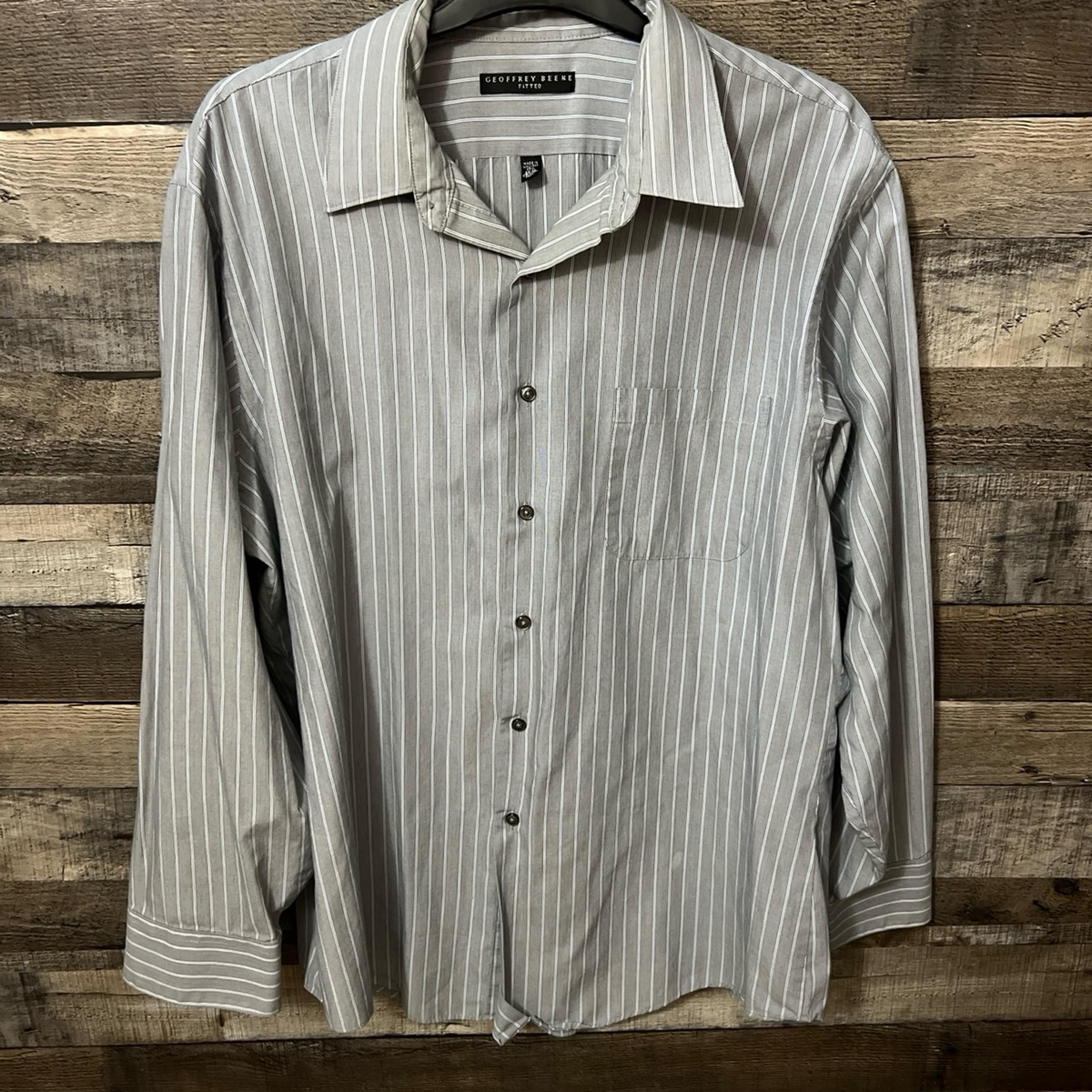 Geoffrey Beene Men’s  Fitted Button Down Dress Shirt - 17 1/2