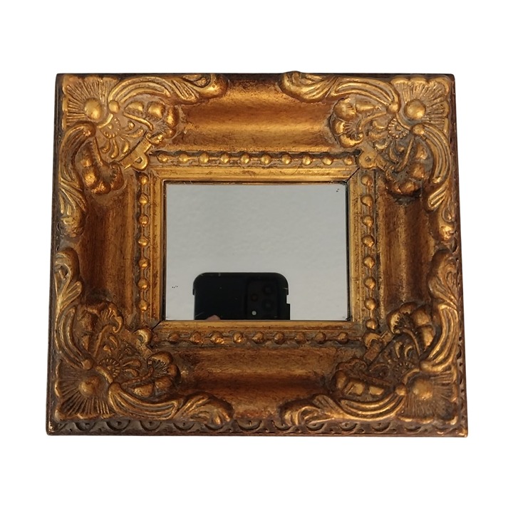 Vintage Antique Finish Gold Framed Small Mirror