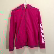 Adidas Women's Hoodie Sweatshirt Size Large Raspberry Pink Long Sleeves Full Zip