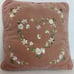 VTG Needlepoint Velvet Pillows Ribbon Embroidered Floral Two Pink and Beige
