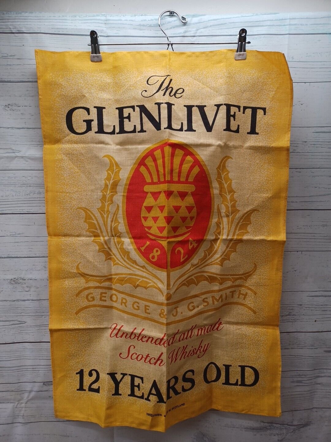 The Glenlivet Scoth Whisky George J G Smith 12 Years Old Banner Flag Linen 30x20