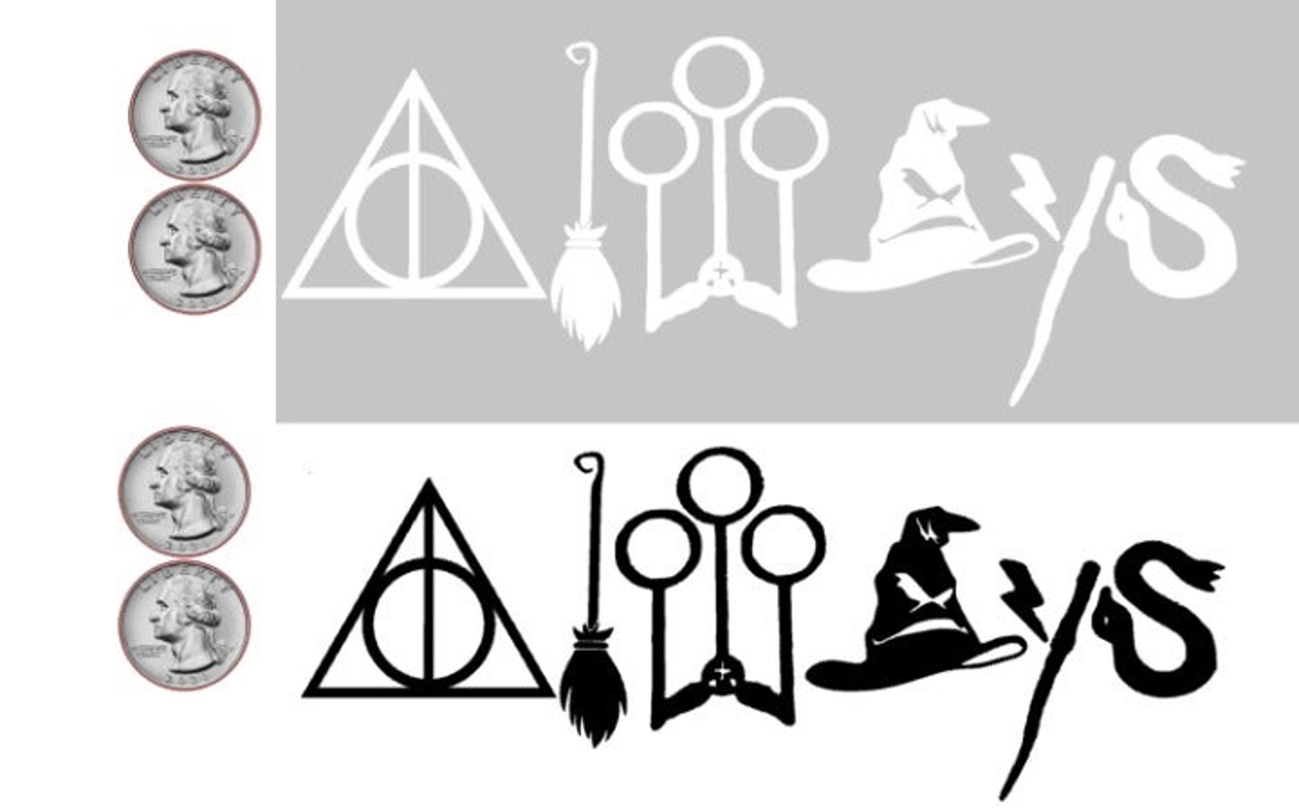 harry potter always stickers x2 one black one white