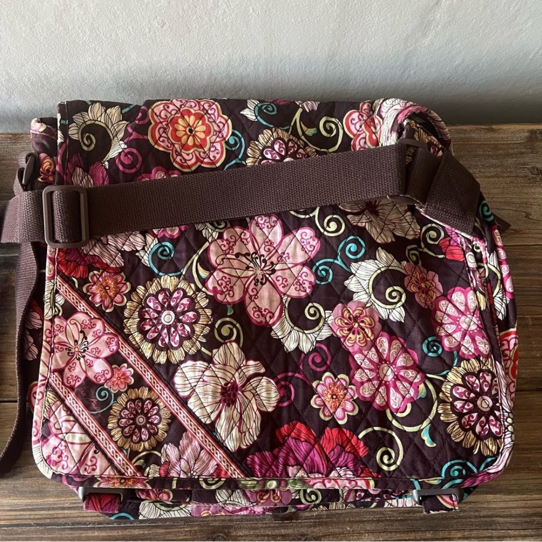 Vera Bradley Pink and Brown Mod Floral Cross Body Messenger Bag