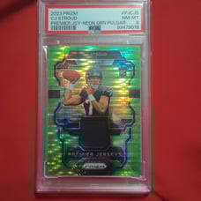 2023 Panini Prizm CJ Stroud RC Premier jersey Neon Green Pulsar PSA Graded 8