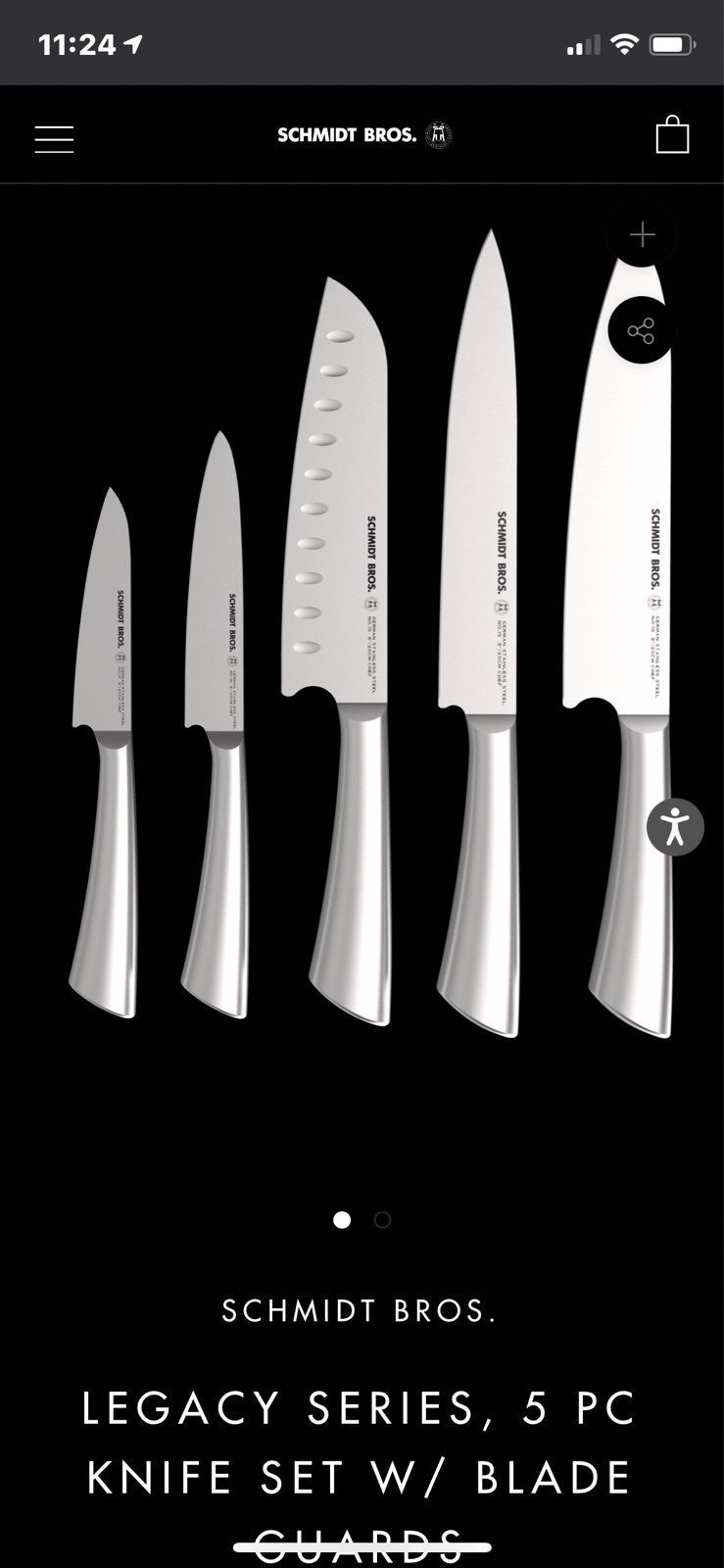 SCHMIDT BROS. 5 PIECE KNIFE SET STAINLESS STEEL