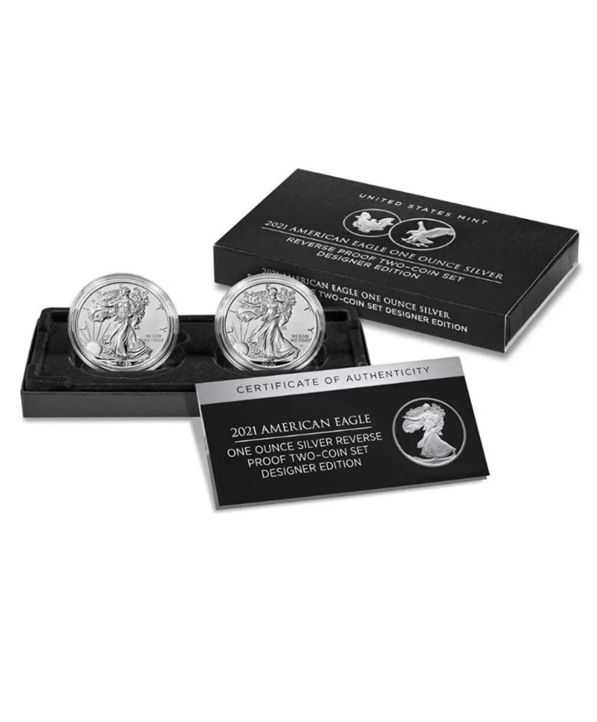 American Eagle 2021 One Ounce Silver Reverse Proof Two-Coin Set Designer Edition