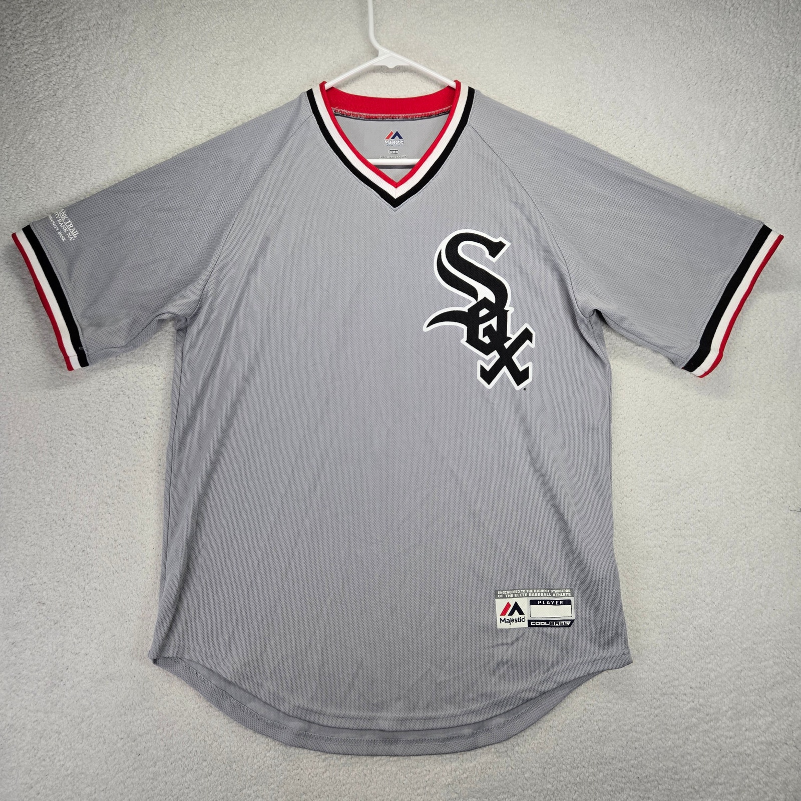 Chicago White Sox Jersey Youth Medium Majestic Gray V Neck Heat Transfer Logo