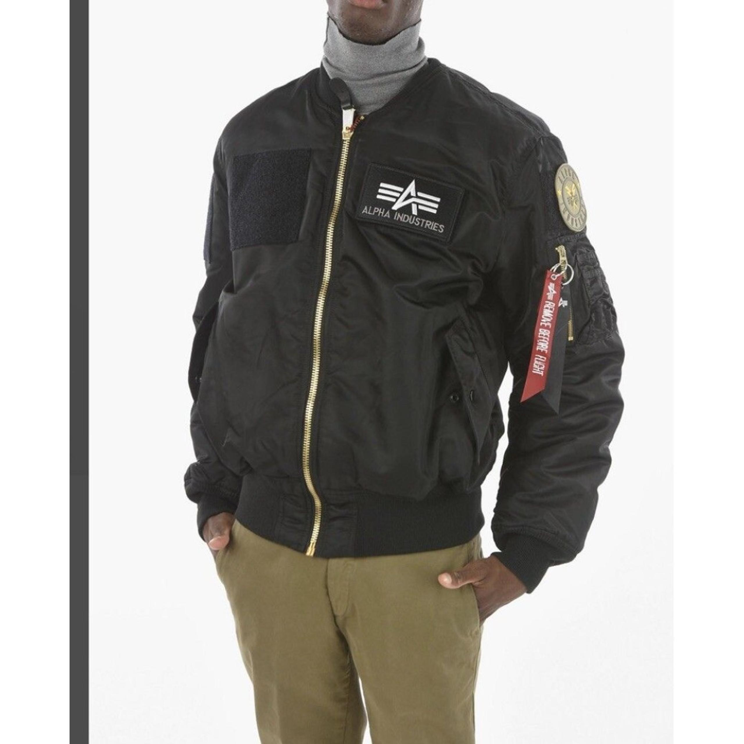 Alpha Industries MA-1  Bomber Flight Jacket Mens Size M Reversible Black Orange