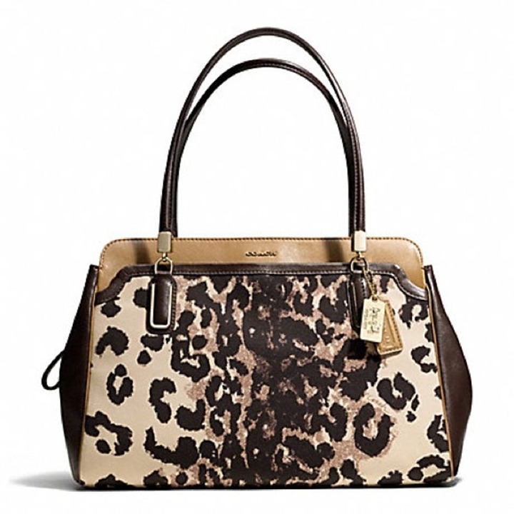 Coach Madison Kimberly Ocelot Print Carry All Handbag 25207 Light Khaki