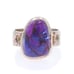 Sterling Purple Copper Turquoise Cocktail Solitaire Ring Textured Sz7 3/4 LX2523