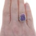 Sterling Purple Copper Turquoise Cocktail Solitaire Ring Textured Sz7 3/4 LX2523
