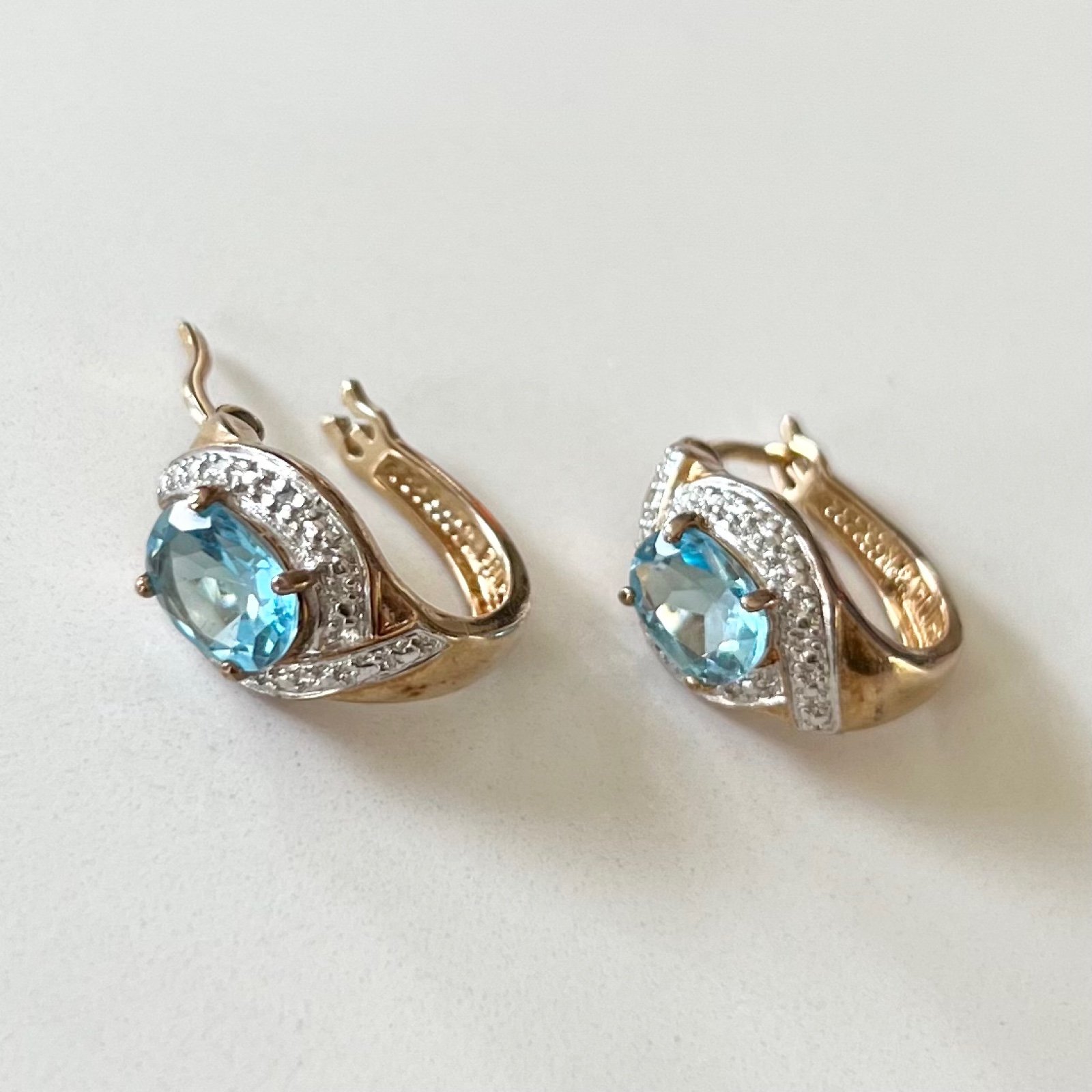 Sterling Silver Blue Topaz Hoop Earrings