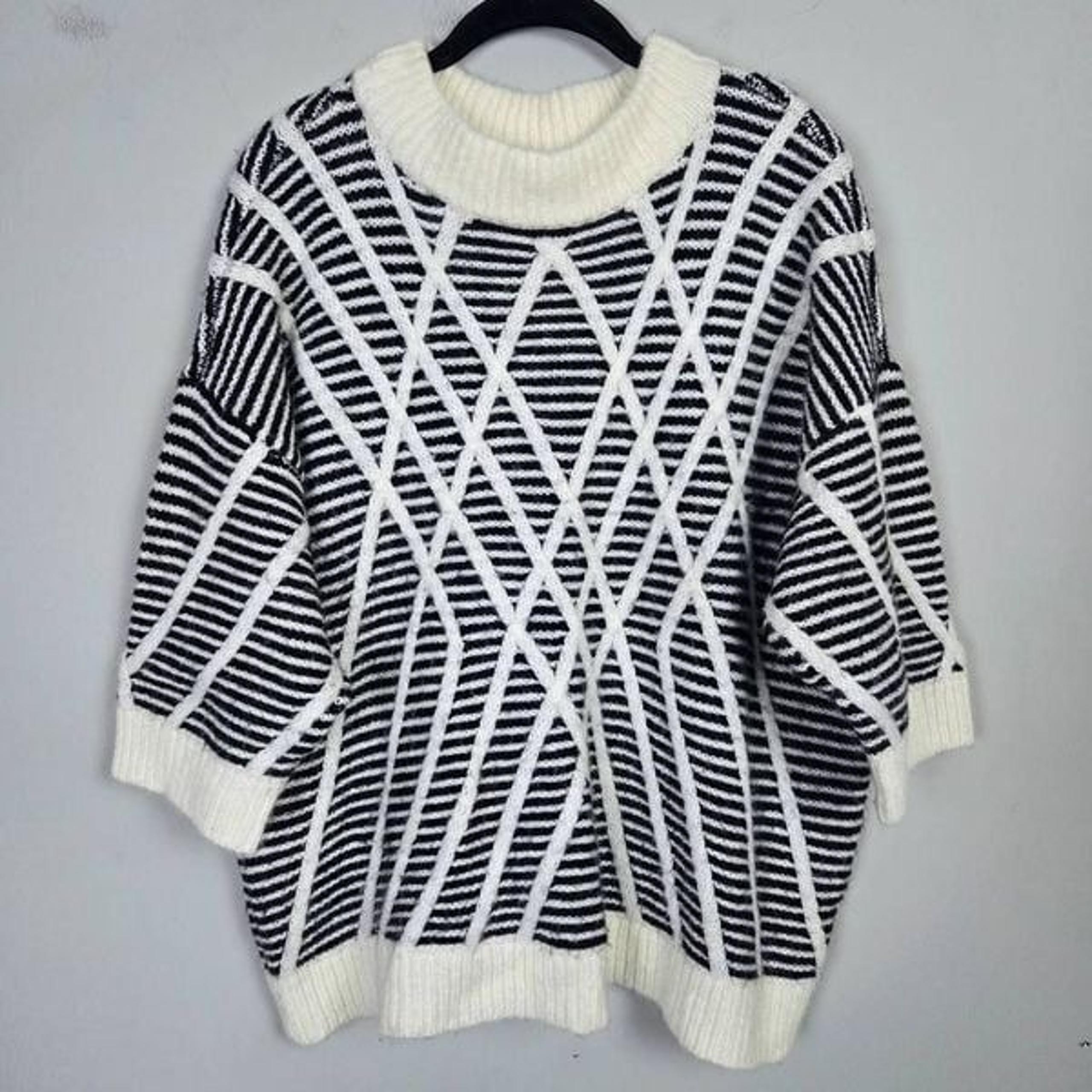 Lands End Women Wool Alpaca Pullover Sweater 1X Cream Mock Neck Chunky Knit Cozy