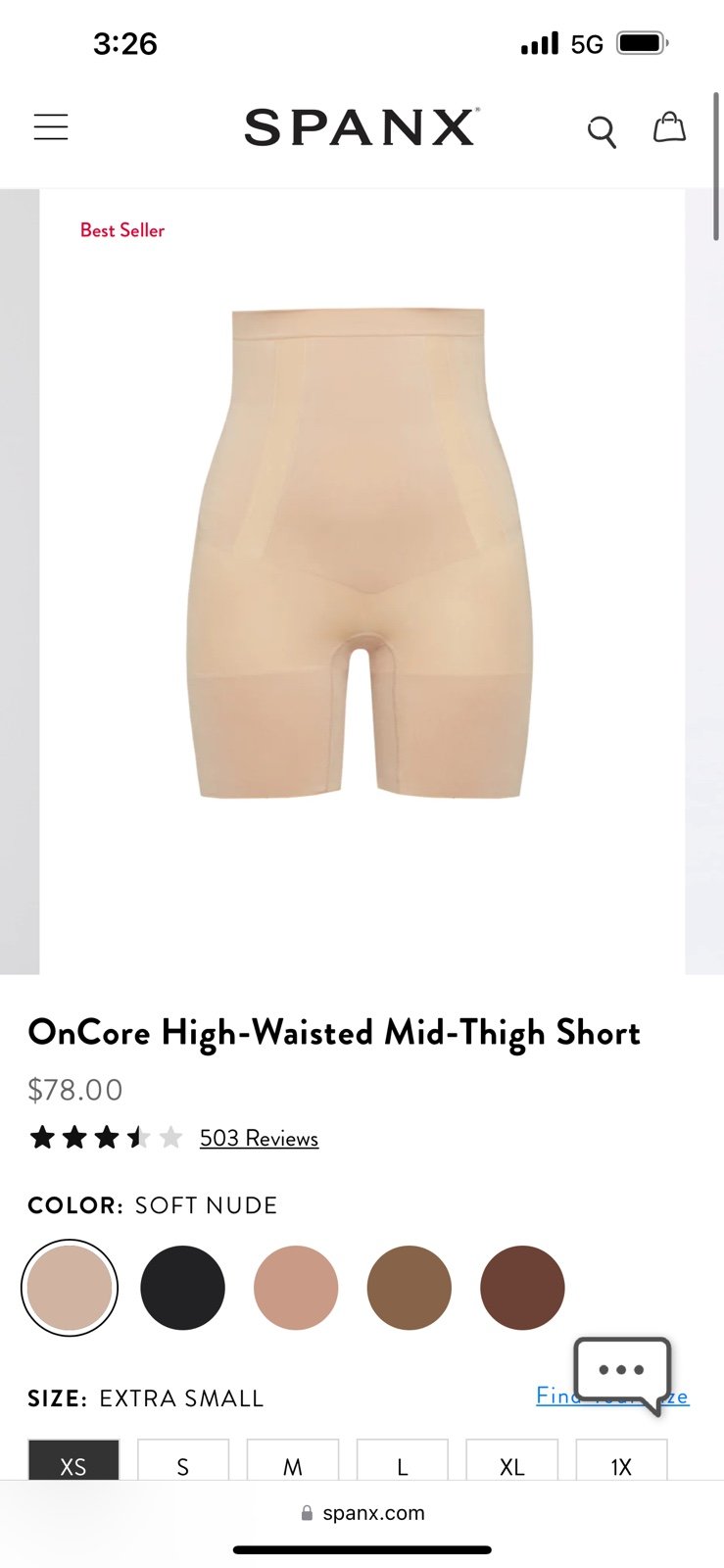 New Spanx OnCore High Waisted mid-thigh short