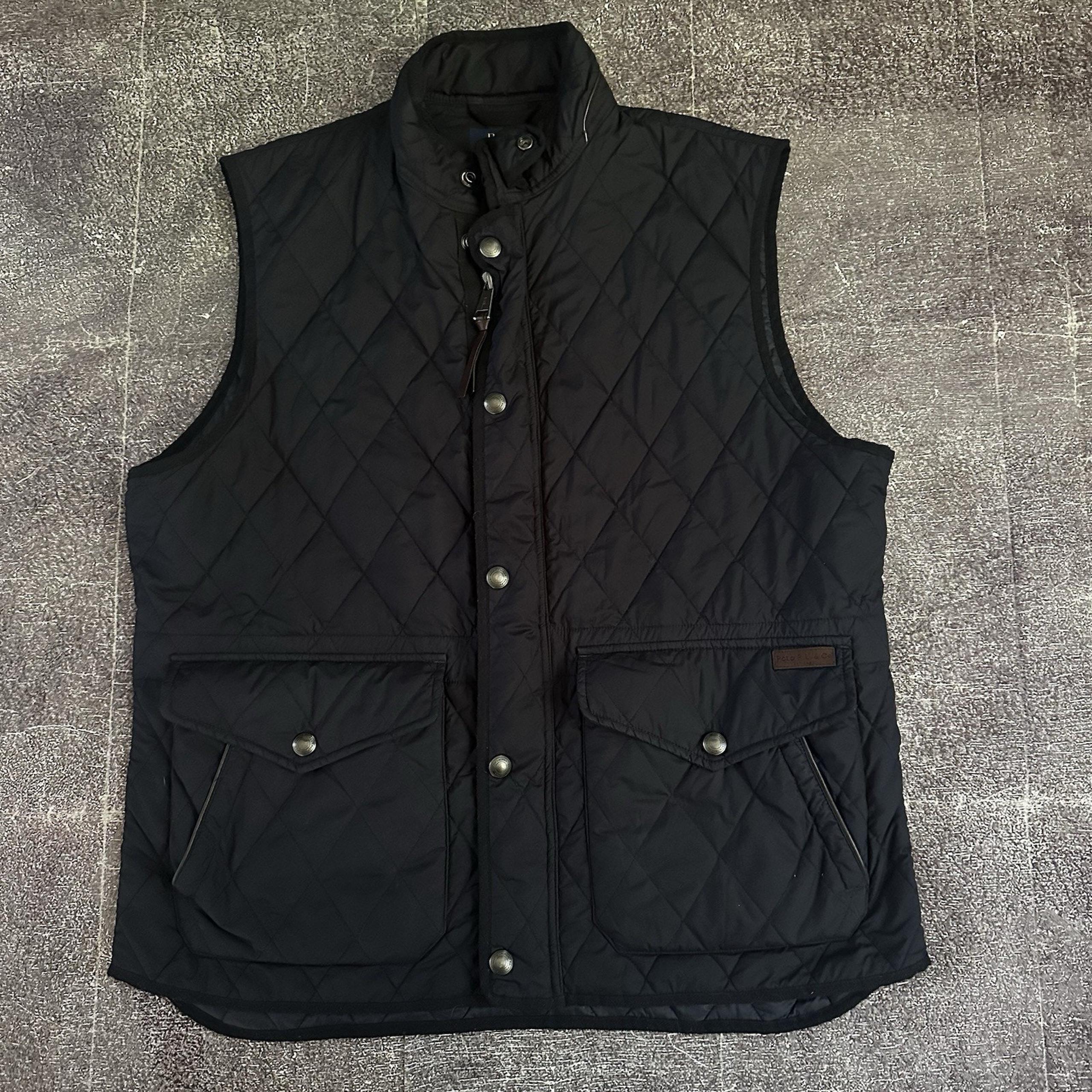 Men's Polo Ralph Lauren The Beaton Navy Blue Quilted Utility Vest Jacket Sz XL