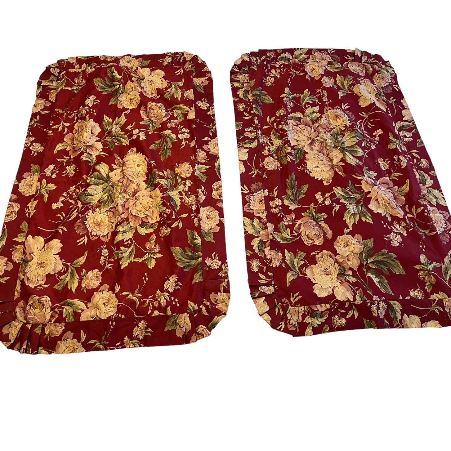 Vintage Waverly Floral Ruffled 2 King Size Pillow Shams