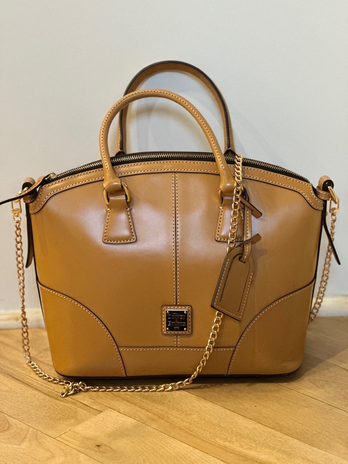 NEW DOONEY & BOURKE SELLERIA FLORENTINE DOMED SATCHEL CROSSBODY TAN LEATHER