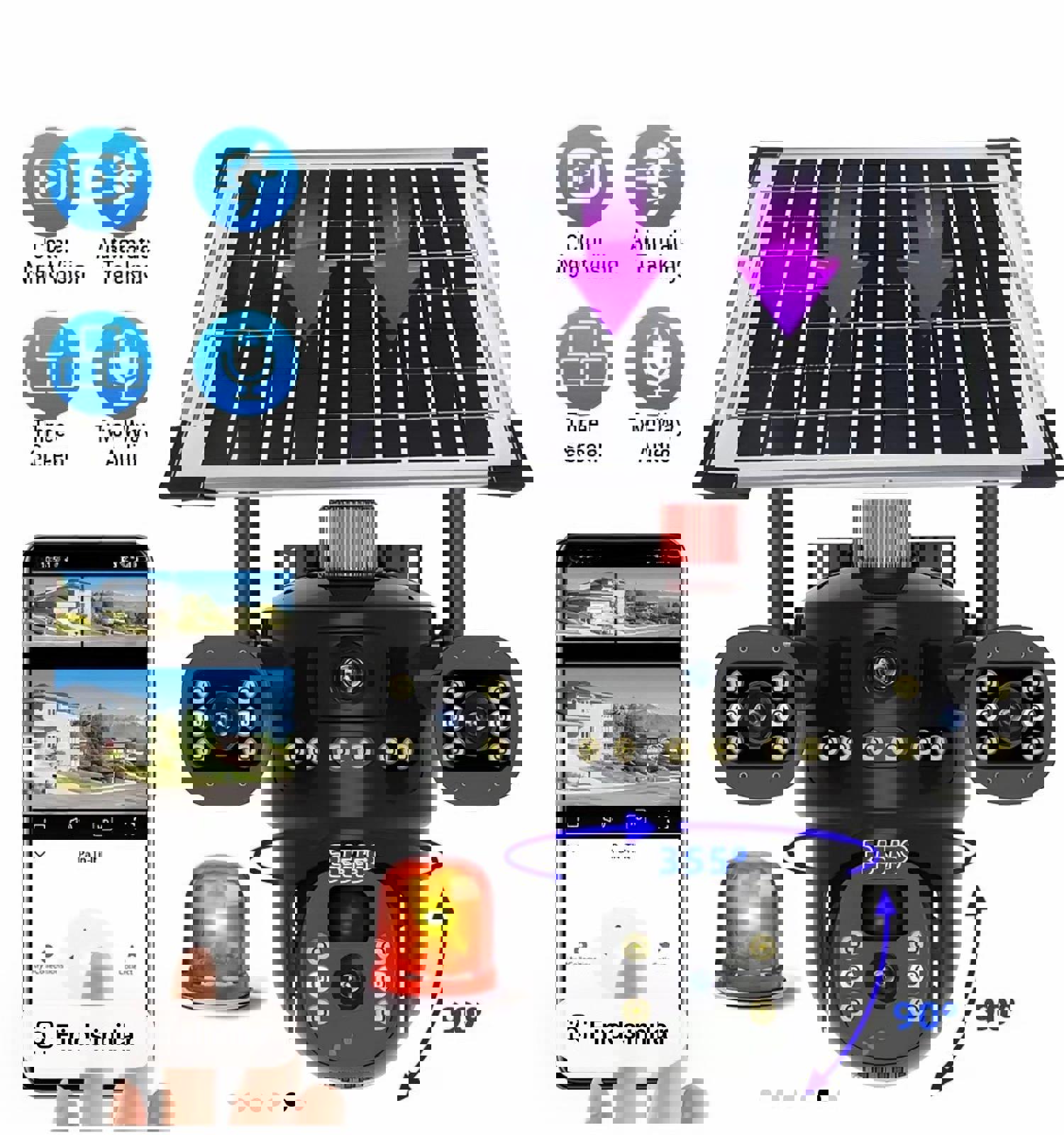 Outdoor Security Camera, 3-Lens Waterproof Camera, 6K 9MP, 10X Zoom, 360 PTZ Out