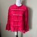 Ulla Johnson Grace Blouse Womens Shirt Top Fuschia Ruffle Long Sleeve NWT Sz 10