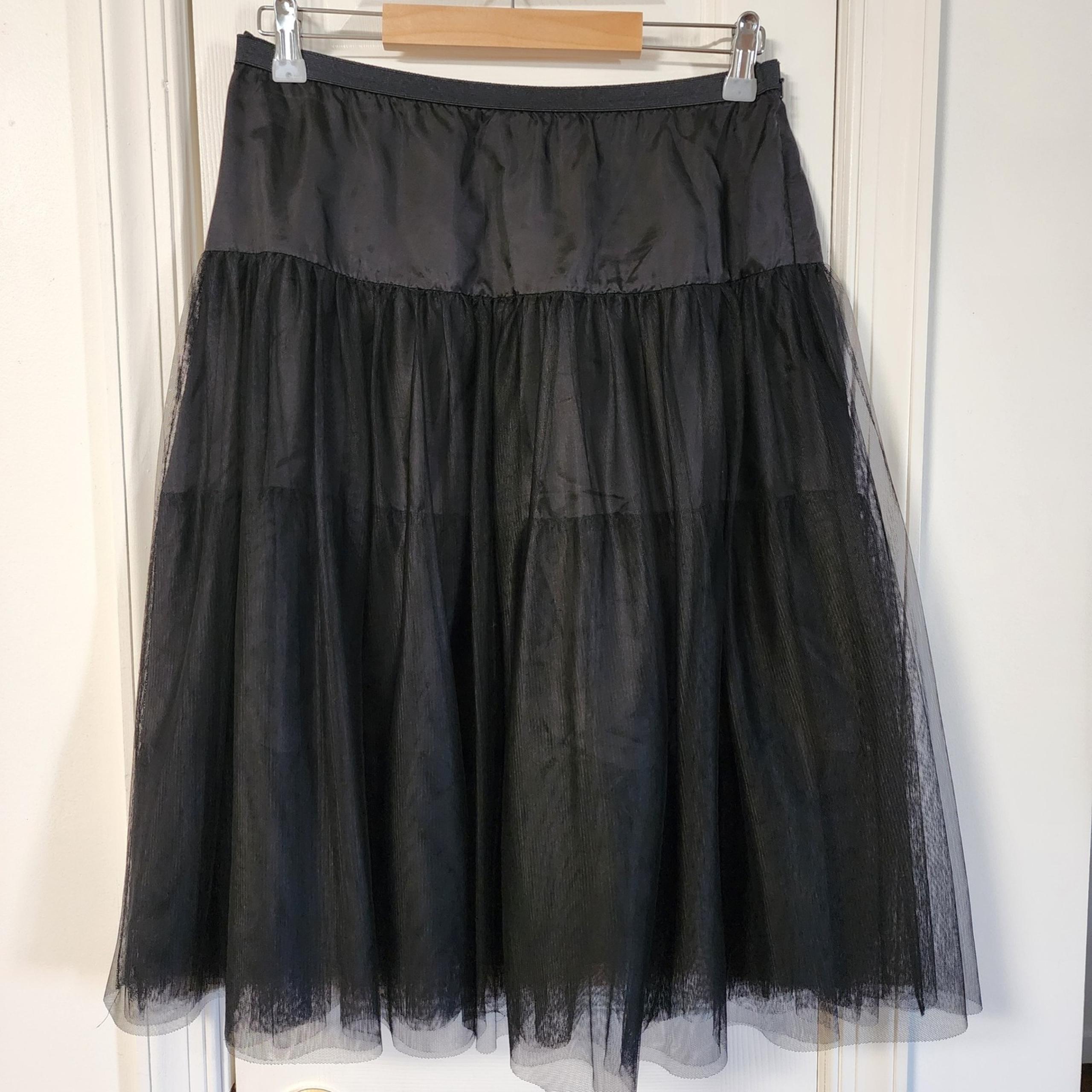Banana Republic Size 10 Tulle Skirt Black Layered Party Cocktail Chic Elegant