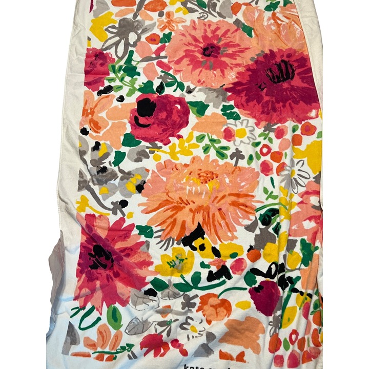 Kate Spade Watercolor Floral Print Cotton Oversized Beach Towel 62" x 40" NWOT