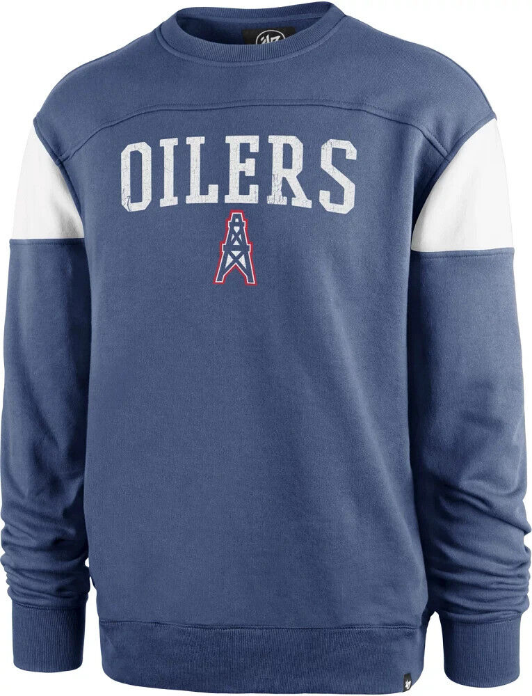 '47 Men's Houston Oilers Retro Thrownback Titans Crew Neck Sweatshirt Medium 47