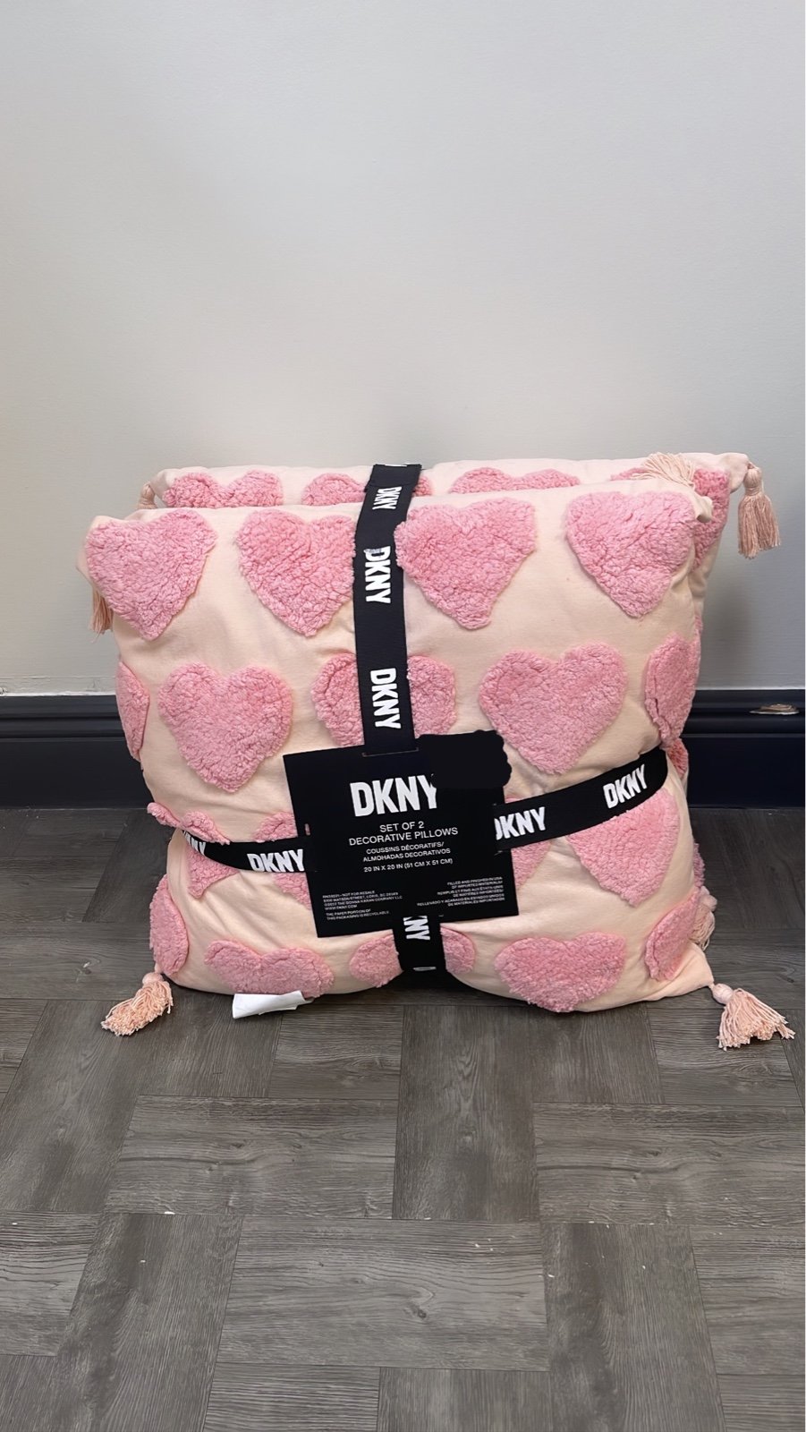 Valentine’s Day Pink Heart Decorative Pillows by DKNY