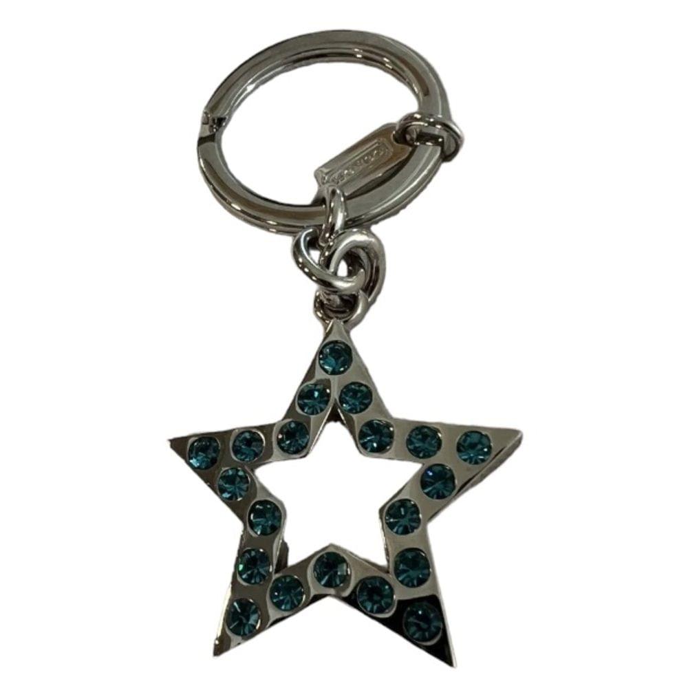 COACH Blue Pave Swarovski Crystals Star Keychain Key Fob Purse Charm NWOT
