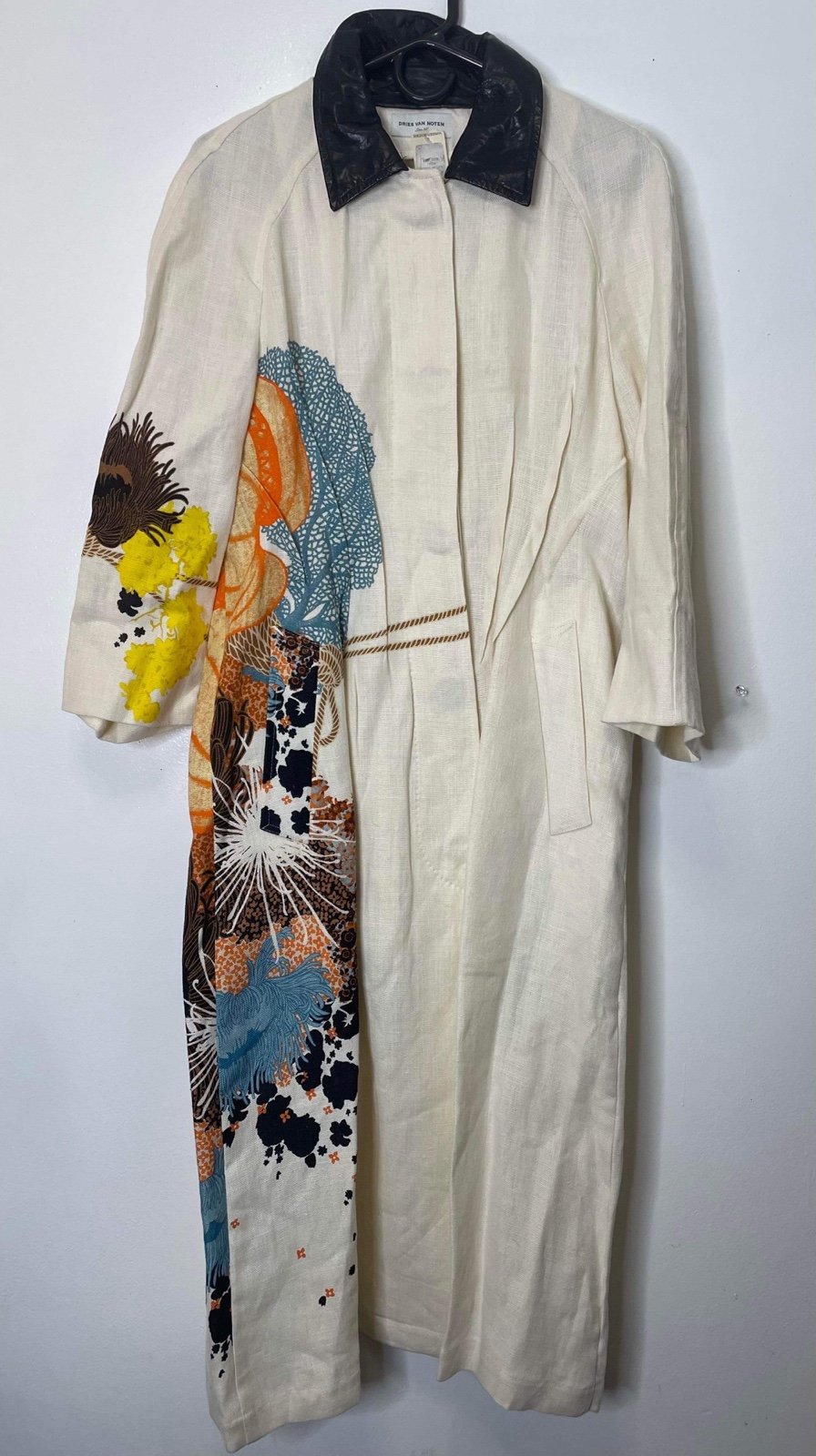 Dries van noten linen printed kimono style coat size small