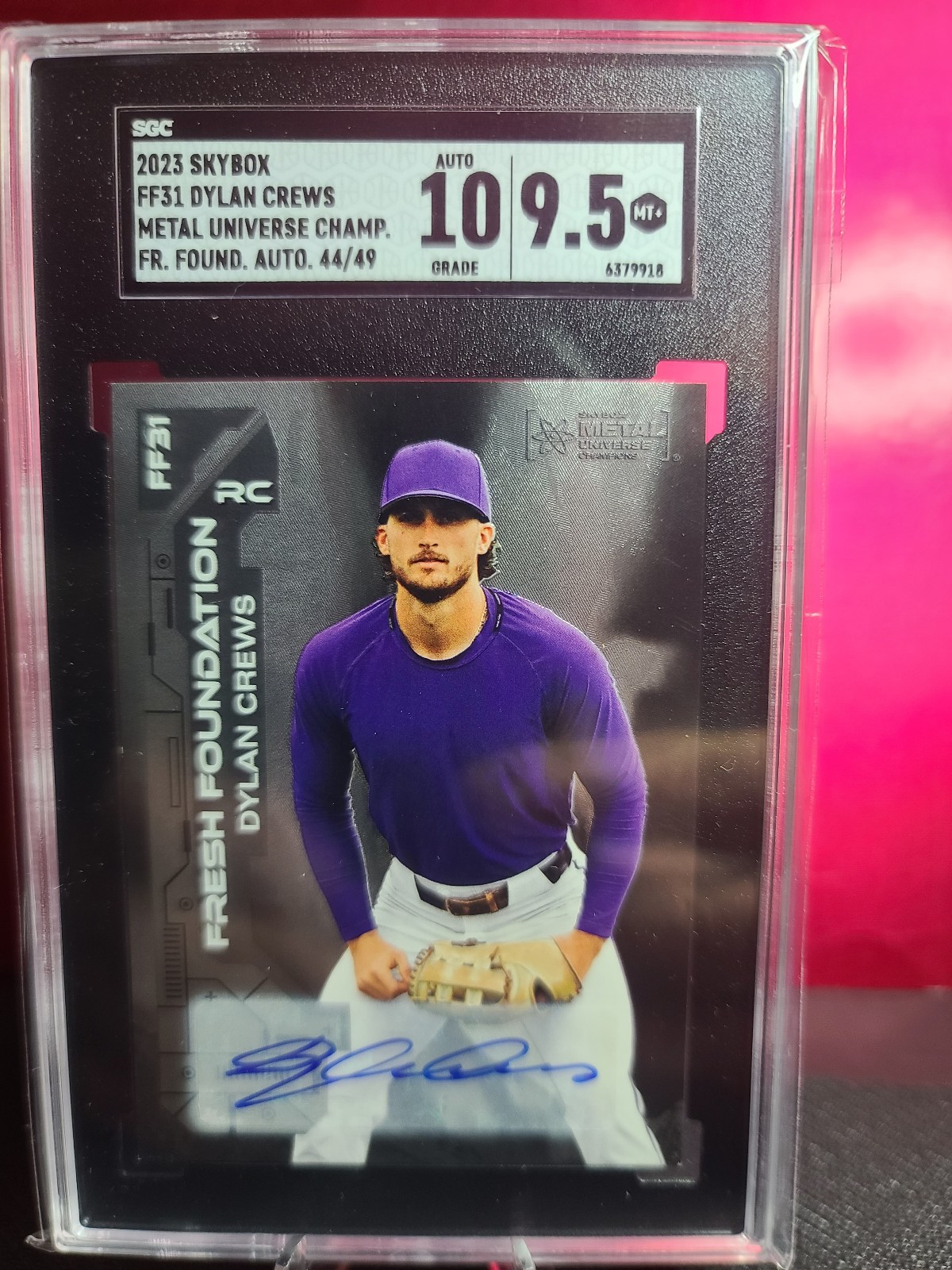 Dylan Crews Auto Rookie Fresh Foundation Limited Edition 44/49 SGC 10/9.5