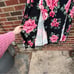 Hustle & Shine Black and Pink Floral High Waisted Two Slit Maxi Skirt