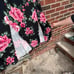 Hustle & Shine Black and Pink Floral High Waisted Two Slit Maxi Skirt