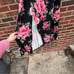 Hustle & Shine Black and Pink Floral High Waisted Two Slit Maxi Skirt