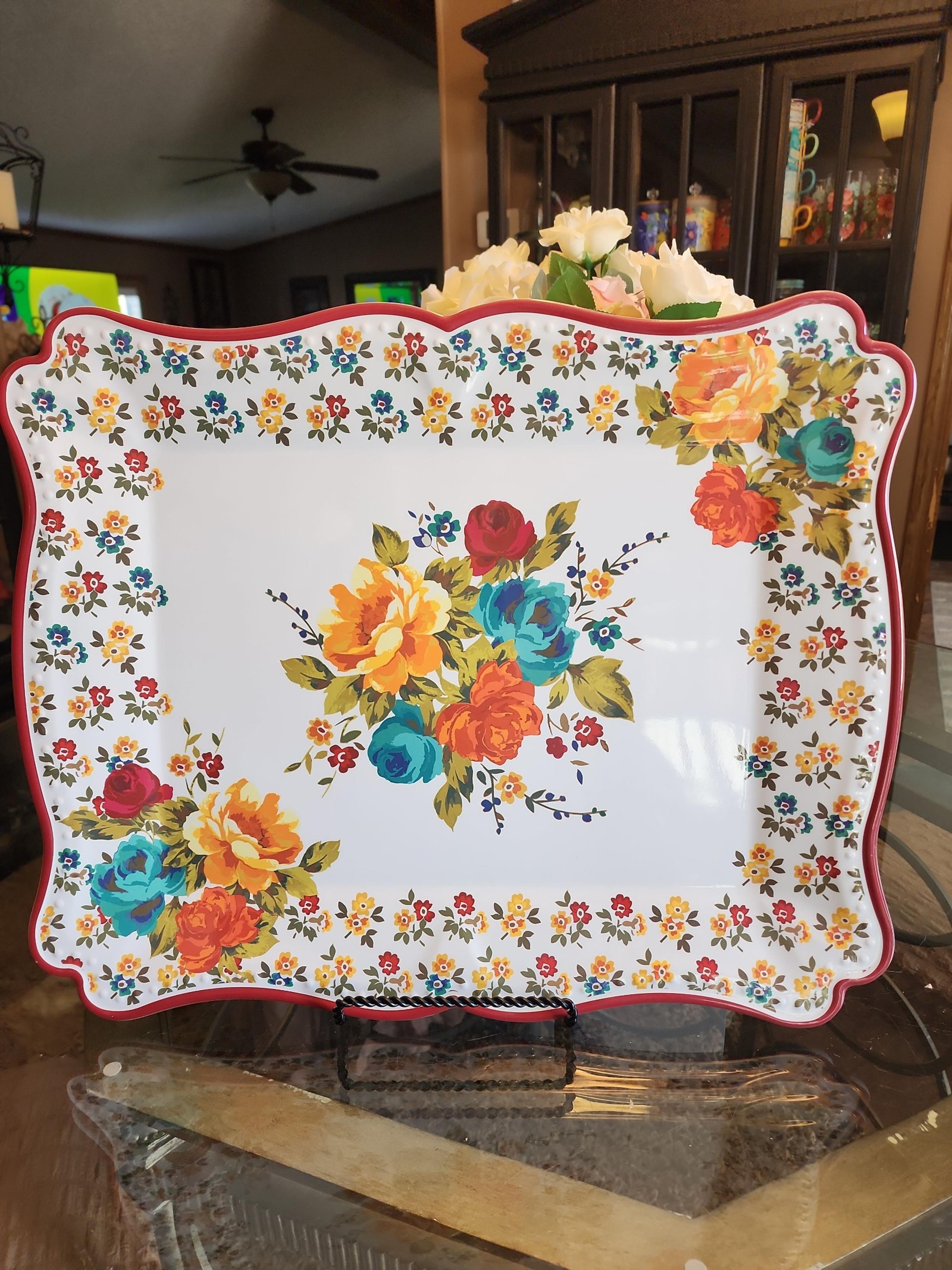 Pioneer Woman 2017 Timeless Floral Melamine Fall Serving Tray Platter 20x16 HTF