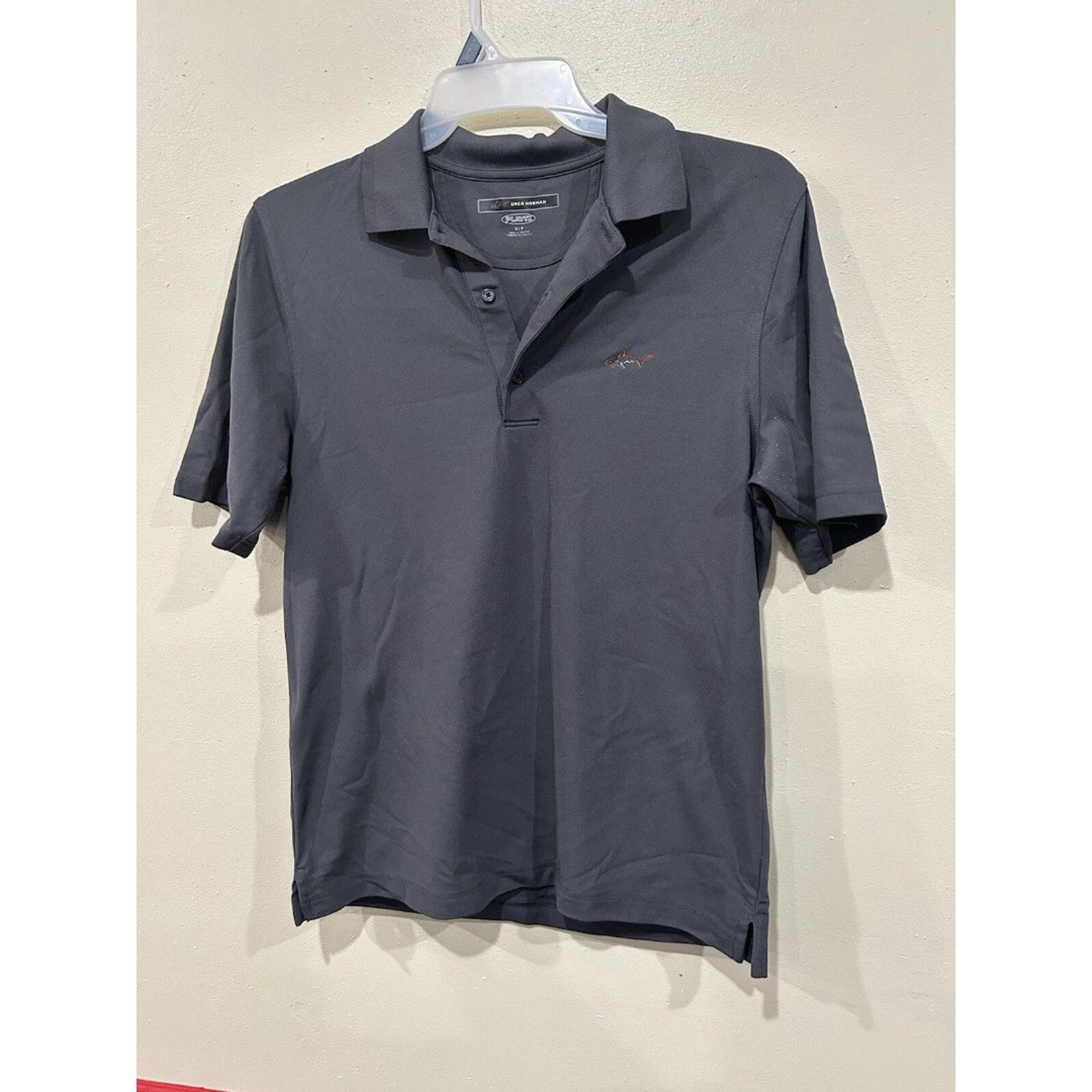 Greg Norman Play Dry Mens Polo Golf Shirt Small Gray Polyester Short Sleeve