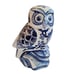 Vintage Porcelain Motif Blue and White Owl Figurine Pottery 7