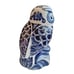 Vintage Porcelain Motif Blue and White Owl Figurine Pottery 7