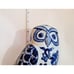 Vintage Porcelain Motif Blue and White Owl Figurine Pottery 7
